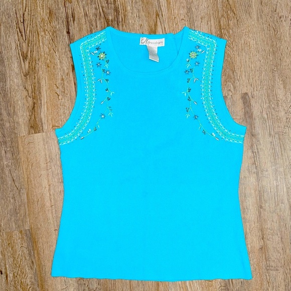 Dressbarn • Embroidered Sequin Floral Knit Sweater Tank - Picture 1 of 8